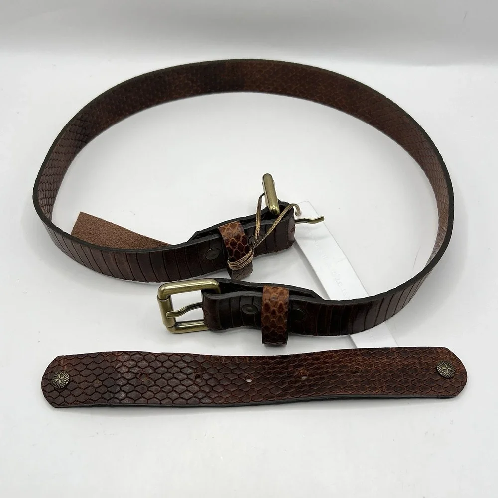 Twelfth Street By Cynthia Vincent Leather Double Buckle Belt Small Brown Boho